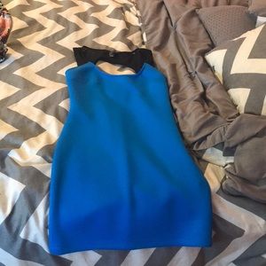 Blue body con sexy dress open back